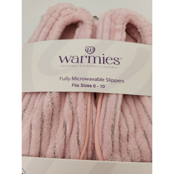 New Warmies  SNUGGABLE Fully  Microwavable Slippers, Size 6 to 10 Pink Soothing - Picture 2 of 3